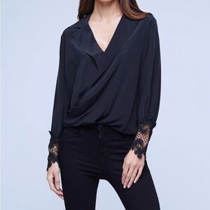L'AGENCE Joah Wrap-Front 100% Silk Blouse Size S
